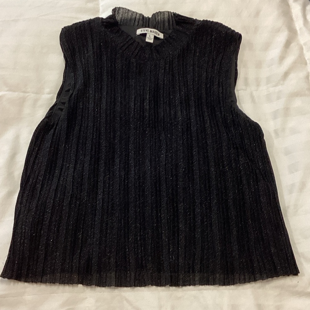 Steve Madden Black Textured Sleeveless Top